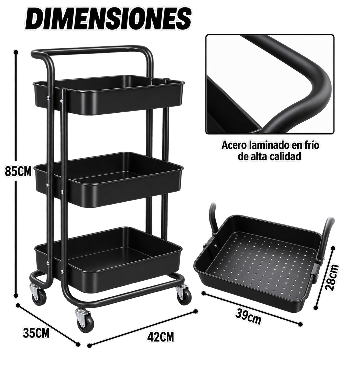 CARRITO ORGANIZADOR DE 3 NIVELES