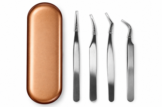 KIT DE PINZAS X 4 CON ESTUCHE ORO ROSA